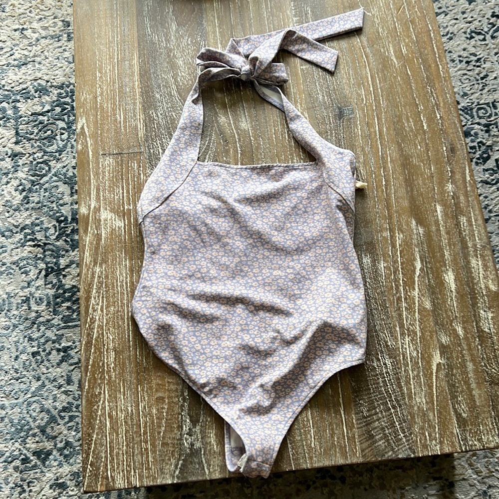 Free People intimately flower pink & purple halter body suit